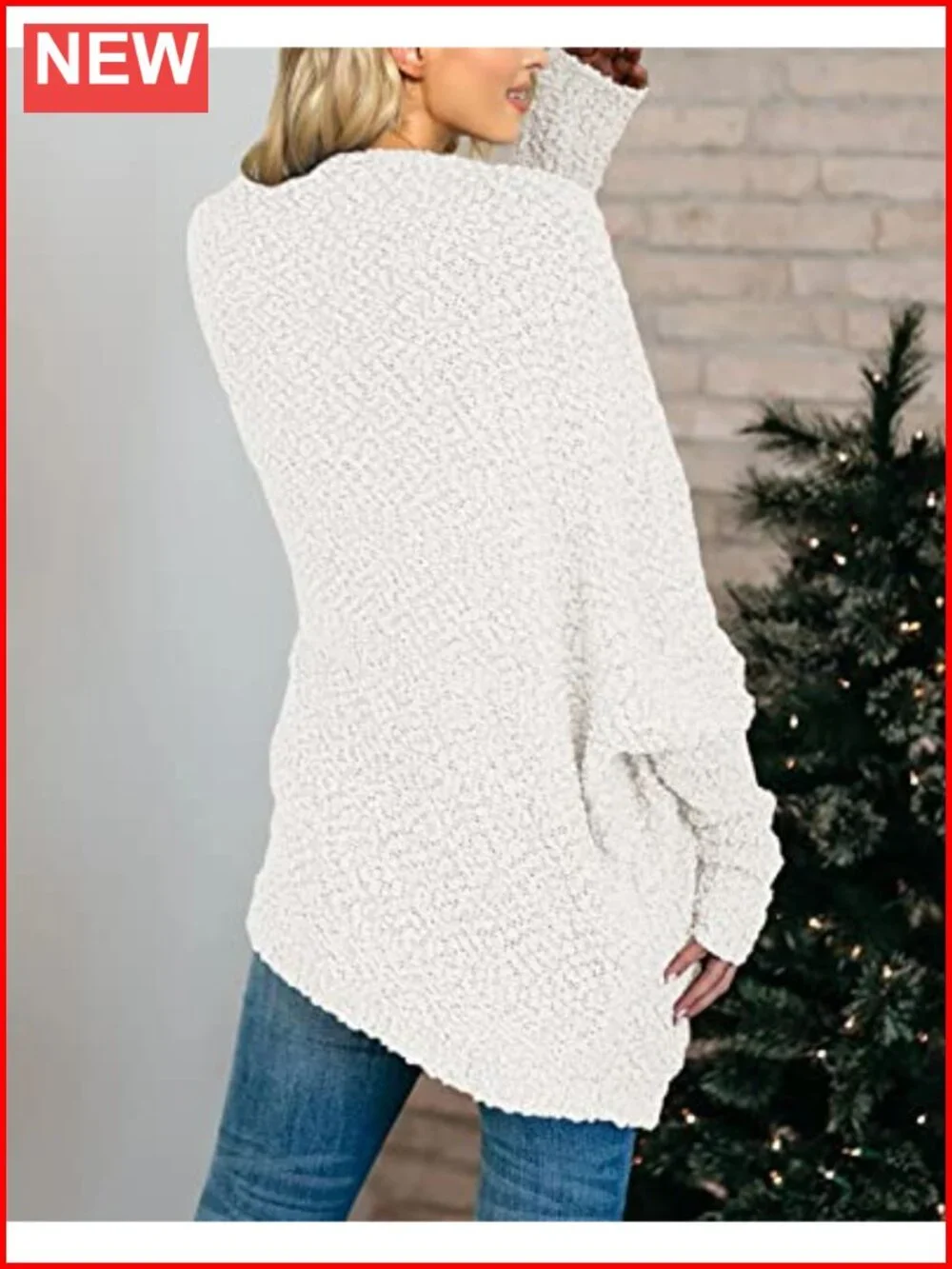 Oversized Chunky Popcorn Knit Cardigan Batwing Sleeve Cozy Sweater